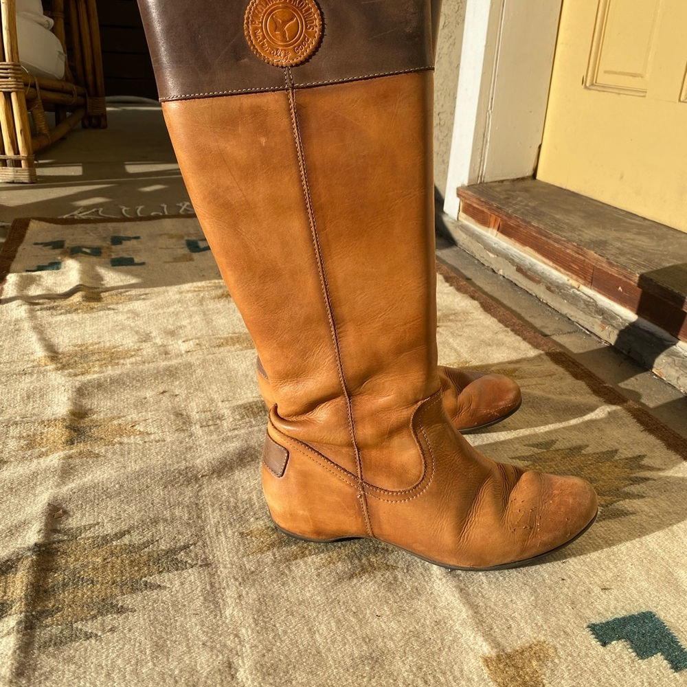 PIKOLINOS Two tone Camel Brown Leather Riding Boots. Size 39